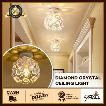 Led Metal Cage Diamond Crystal Floral Ceiling Lights Pendant Lamp