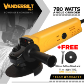 VANDERBILT Angle Grinder Set - 780w, 100mm Cutting Wheel, Warranty