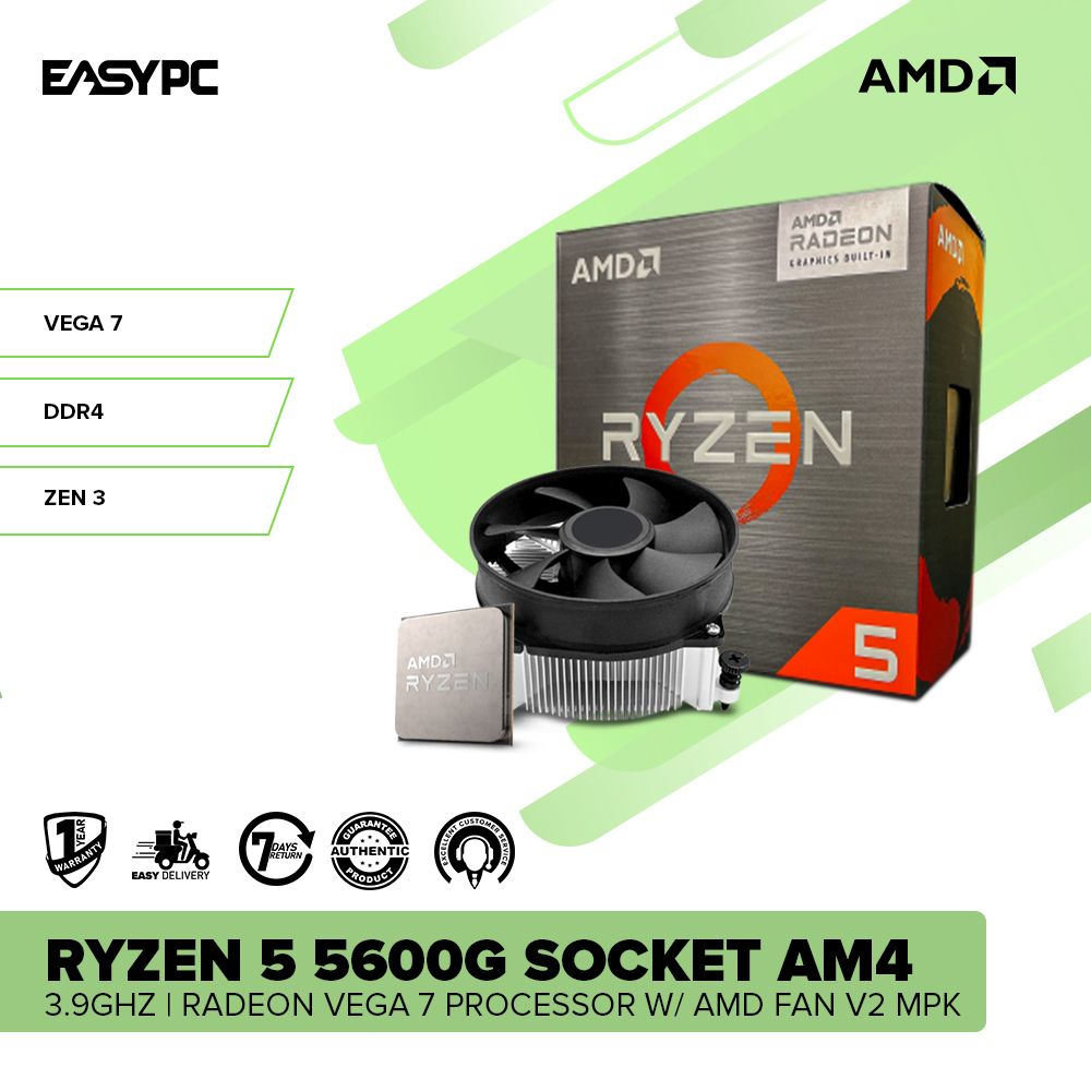 EasyPC, AMD Ryzen 5 5600G Socket Am4 3.9GHz with Radeon Vega 7 Processor  with AMD OEM FAN MPK