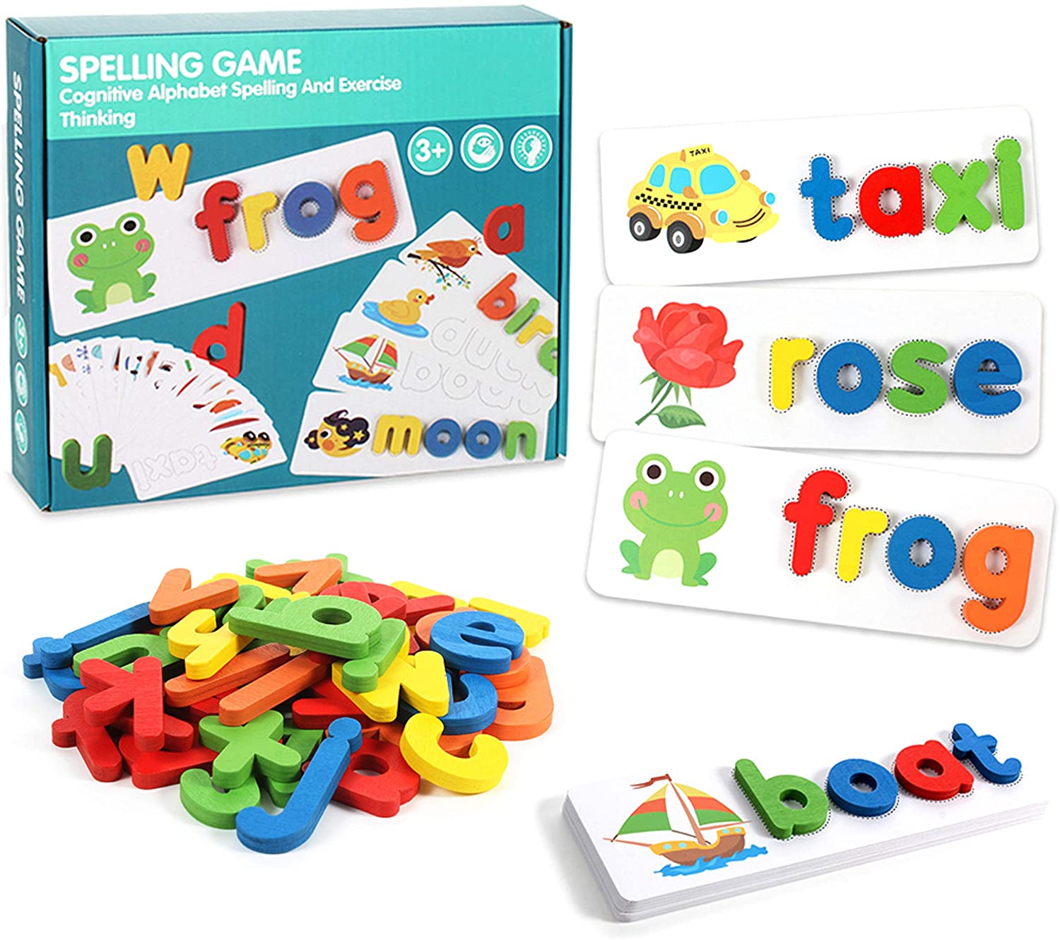 Alphabet Letters Card Spelling Games Matching Letters Toy Childrens Puzzle Jigsaw Literacy Game Toys for Kids Girls Boys 