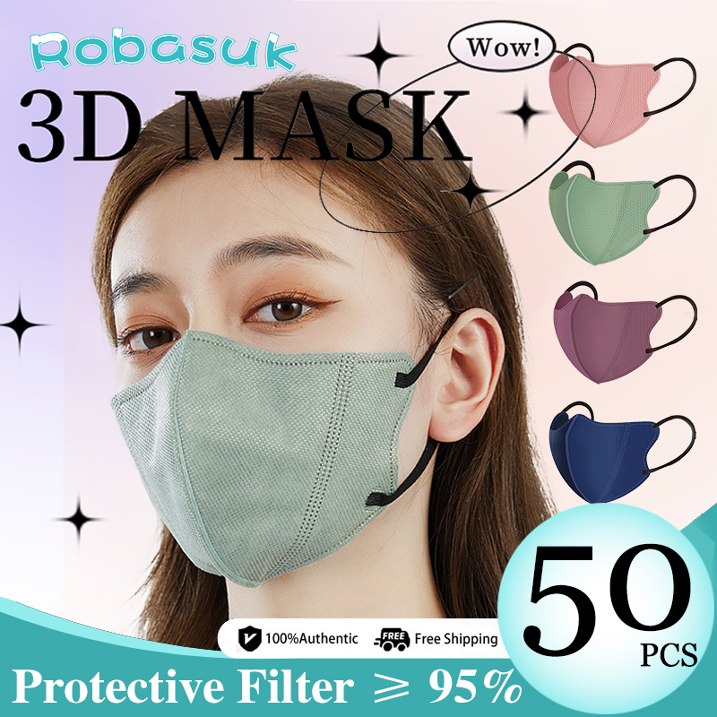 ROBASUK 50pcs 3D Face Mask Korean Style FaceLifting Butterfly Mask