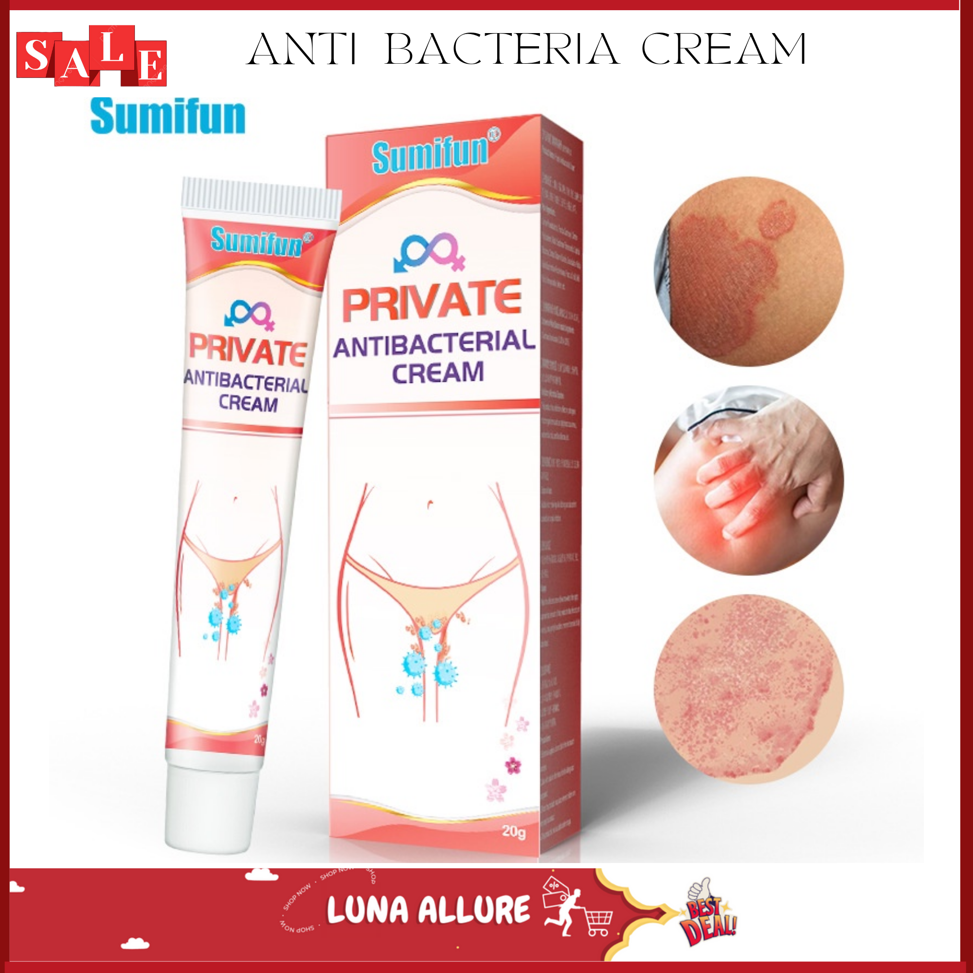 【Sumifum】Private Antibacterial Cream Unisex Antibacterial Cream Eczema