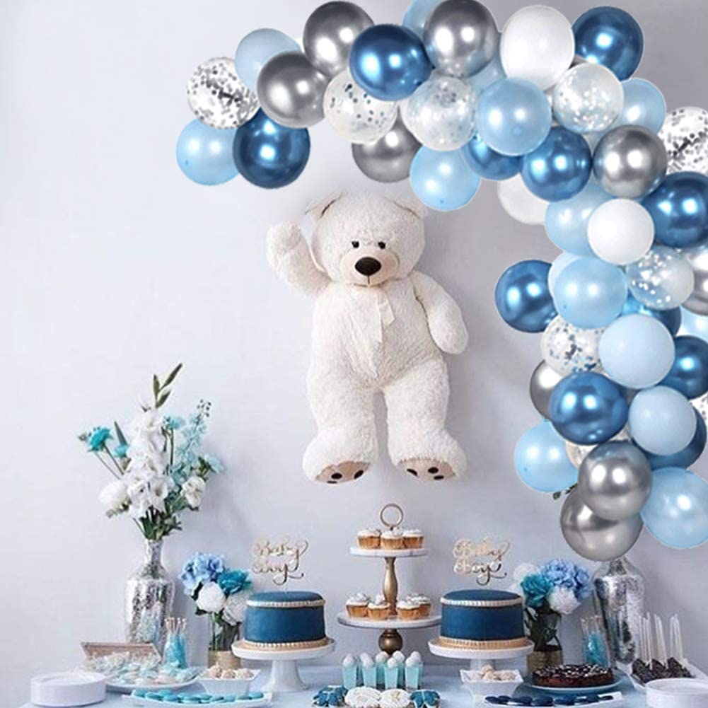 Blue and silver baby hot sale shower