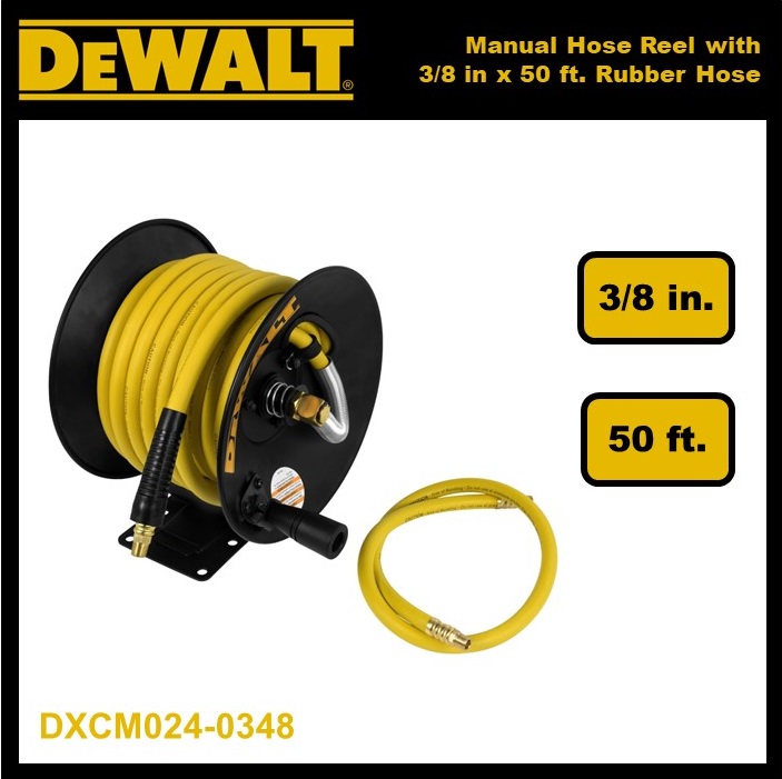 DeWalt Manual Hose Reel with 3/8 inch x 50 feet Rubber Air Hose DXCM024- 0348 Lazada PH
