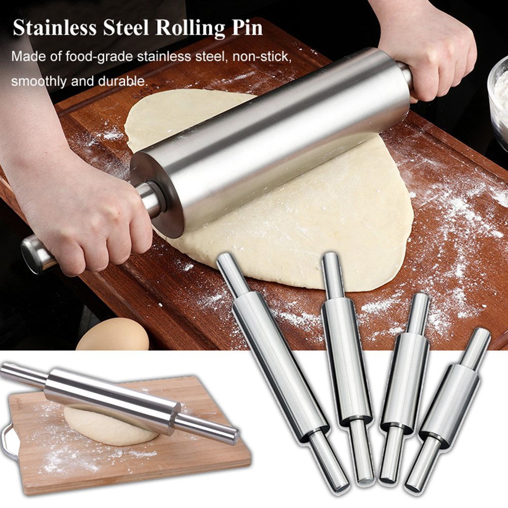 Xunjie cây lăn bột mì bánh bằng thép không gỉ chống dính thông dụng bền chắc cây lăn, phụ kiện nhà bếp dụng cụ làm bánh