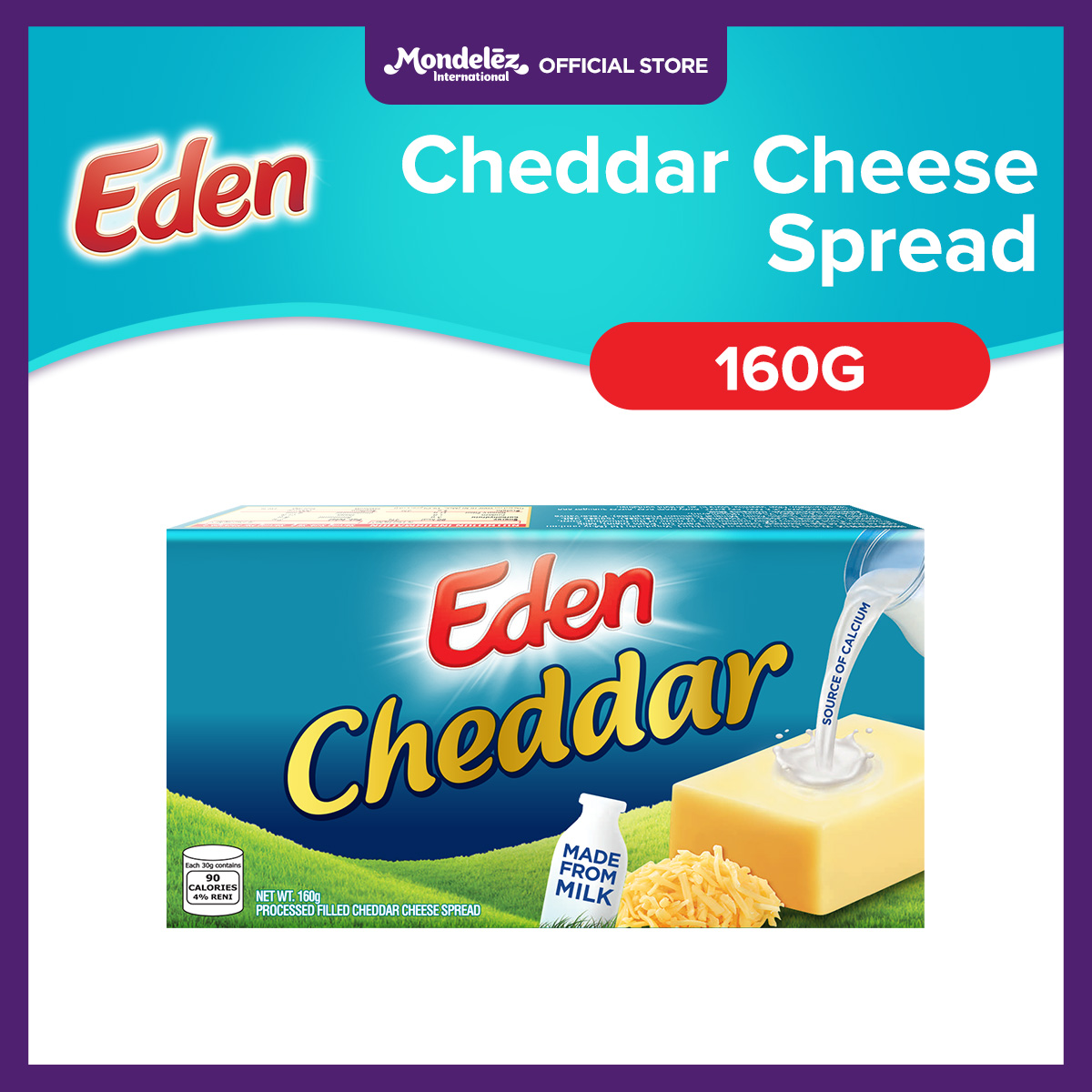 Eden Cheddar Processed Filled Cheddar Cheese Spread 160g made from