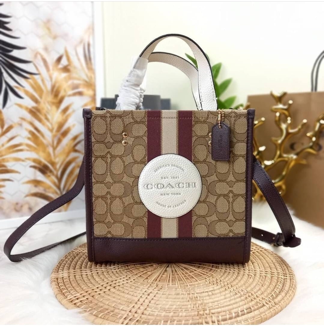 Coach Dempsey Tote 22 in Signature Jacquard with Stripe and Coach Patch