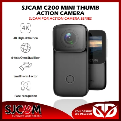 D&D SJCAM C200 1.28”IPS Screen Mini Thumb Camera 4K 60FPS H.264 IMX335 16MP 2.4GHz WiFi 40M Waterproof Action Six-axis Anti-shake Sports DV Camera C200 for Tiktok