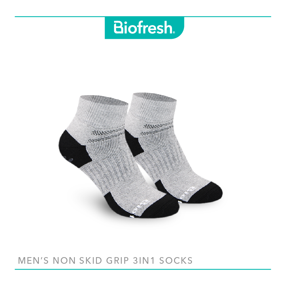 Biofresh Men's Antimicrobial Non Skid Grip Socks 3 pairs in a pack RMSKG27
