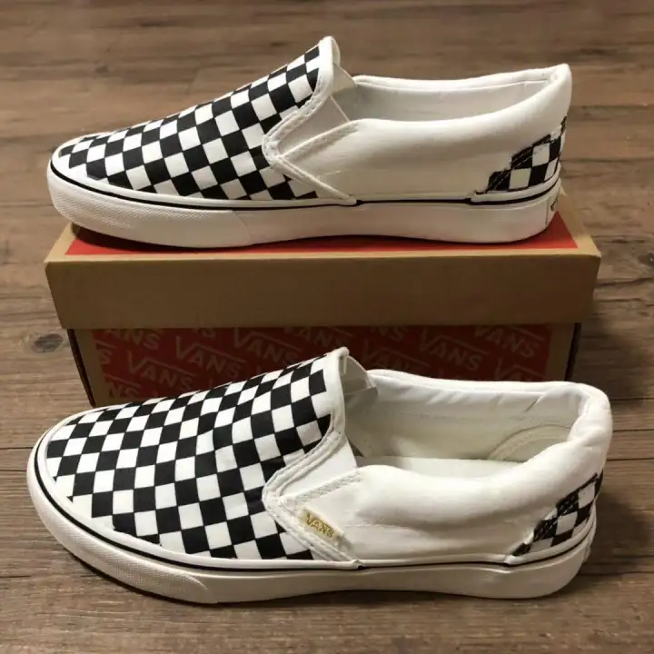 slip on checkered shoes