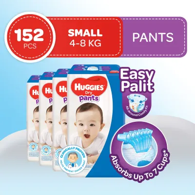 Huggies Dry Small (4-8 kg) - 38 pcs x 4 packs (152 pcs) - Diaper Pants