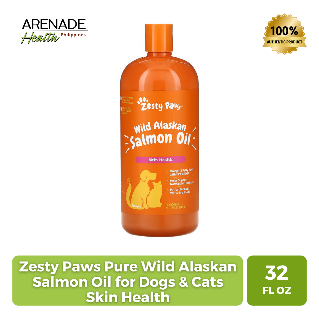 Zesty Paws Pure Wild Alaskan Salmon Oil for Cats and Dogs, 32 Fl. Oz. 