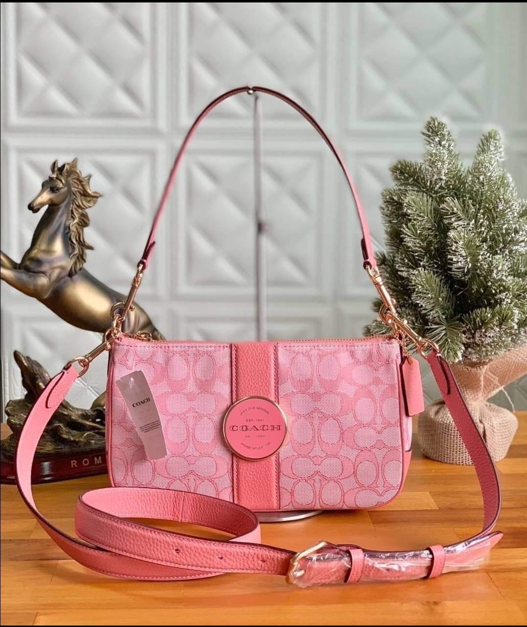 J2S Coach C8306 Lonnie Baguette in Taffy Signature Jacquard and Refined ...