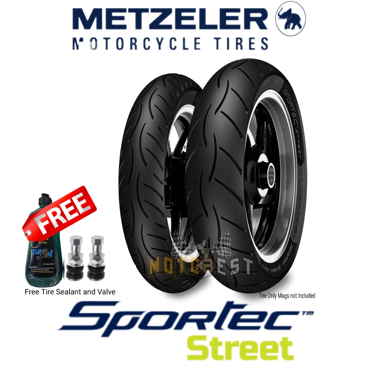 METZELER Sportec Street Motorcycle Tire w/ Free Tire Sealant & Valve