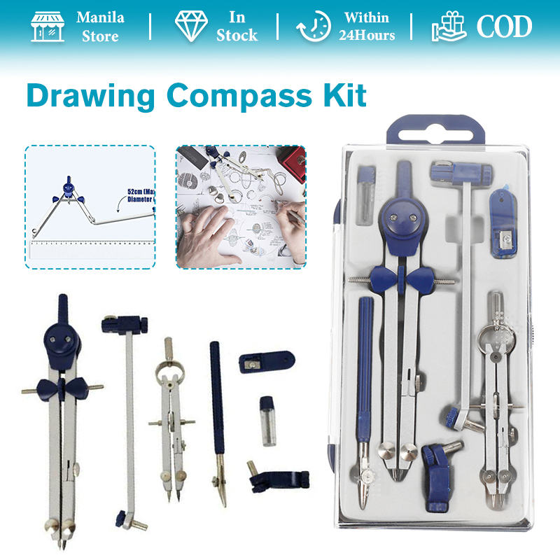 7pack Professional Drawing Compass Kit Circle Drawing Tool With Extension Bar For Geometry 9677