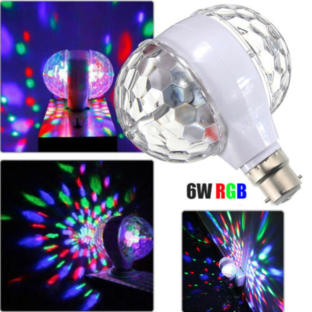 GUO Hot B22 E27 Double-headed 6W LED Stage Light Bulb Rotating Bulb Crystal Ball Disco Lamp