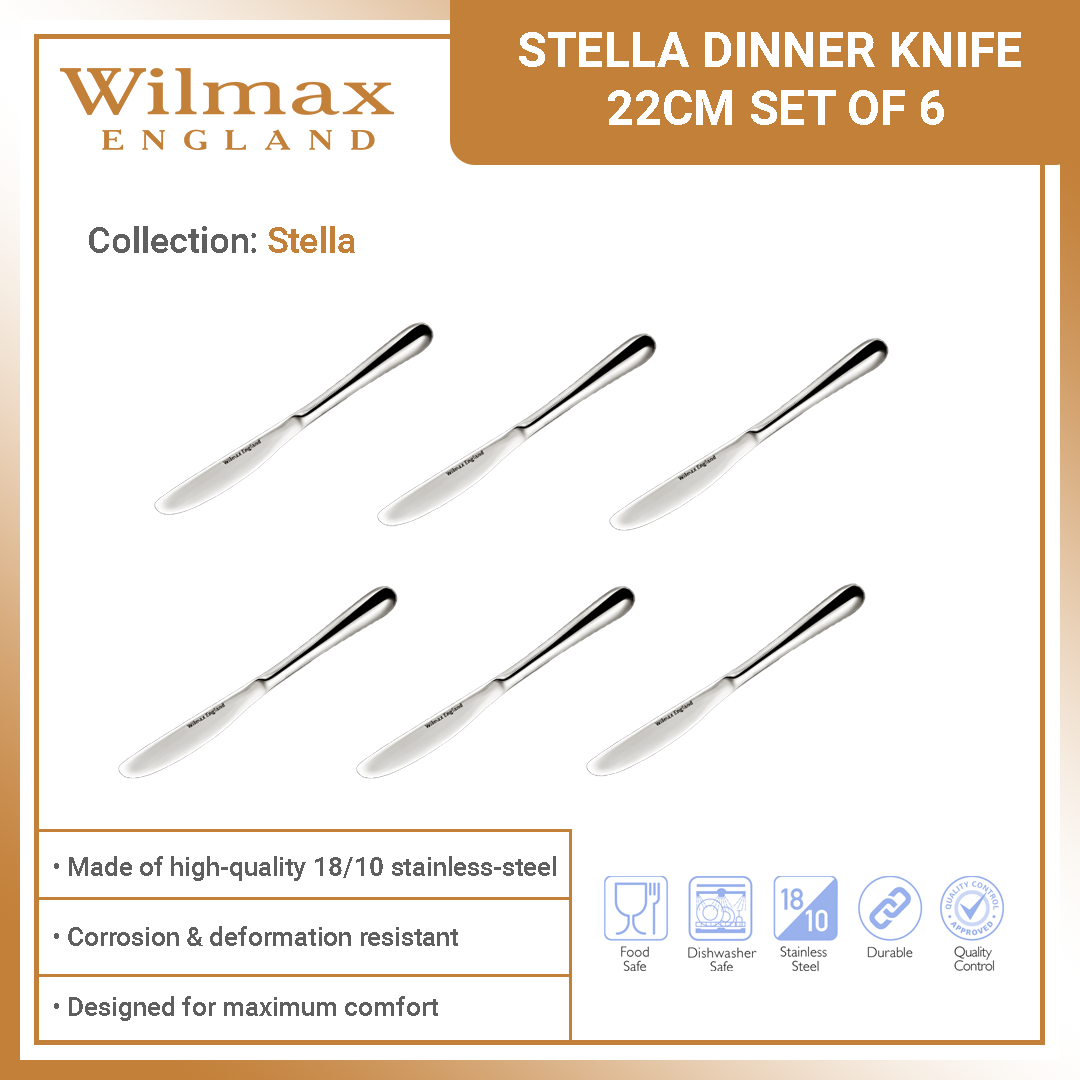 Wilmax Stella Dinner Knife 8 5 Inches 22 Cm Set Of 6 Colour Box 