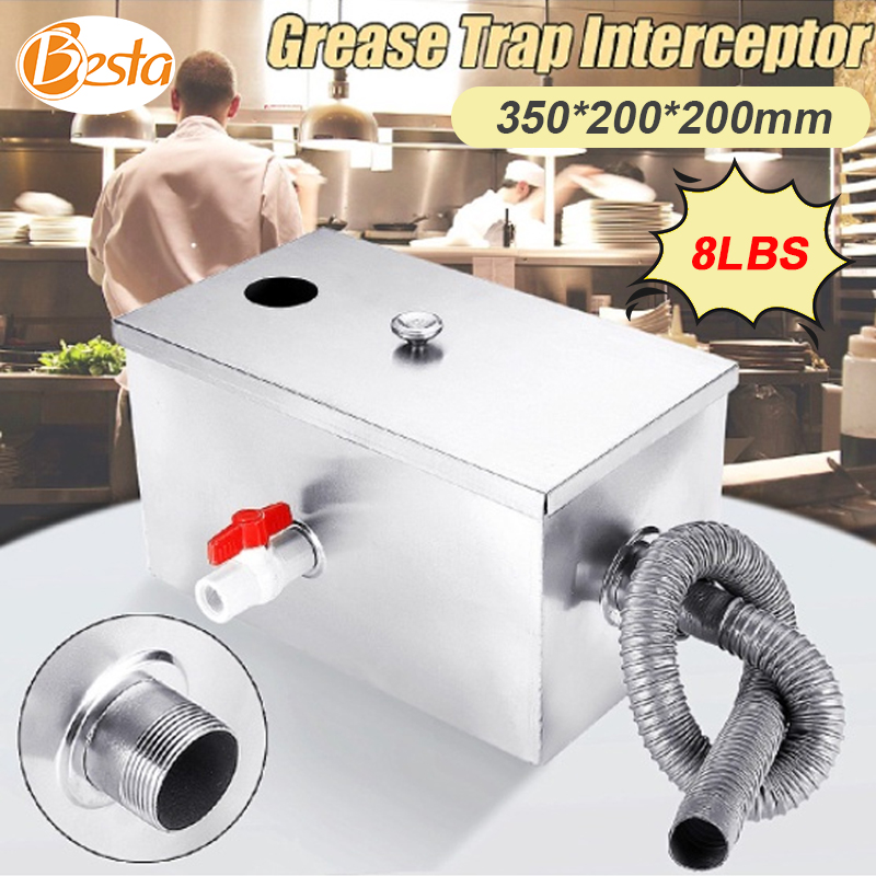 Stainless Steel Grease Trap Interceptor – Under Sink Oil-Water Separator For Restaurant, Home Kitchen (18-20L)