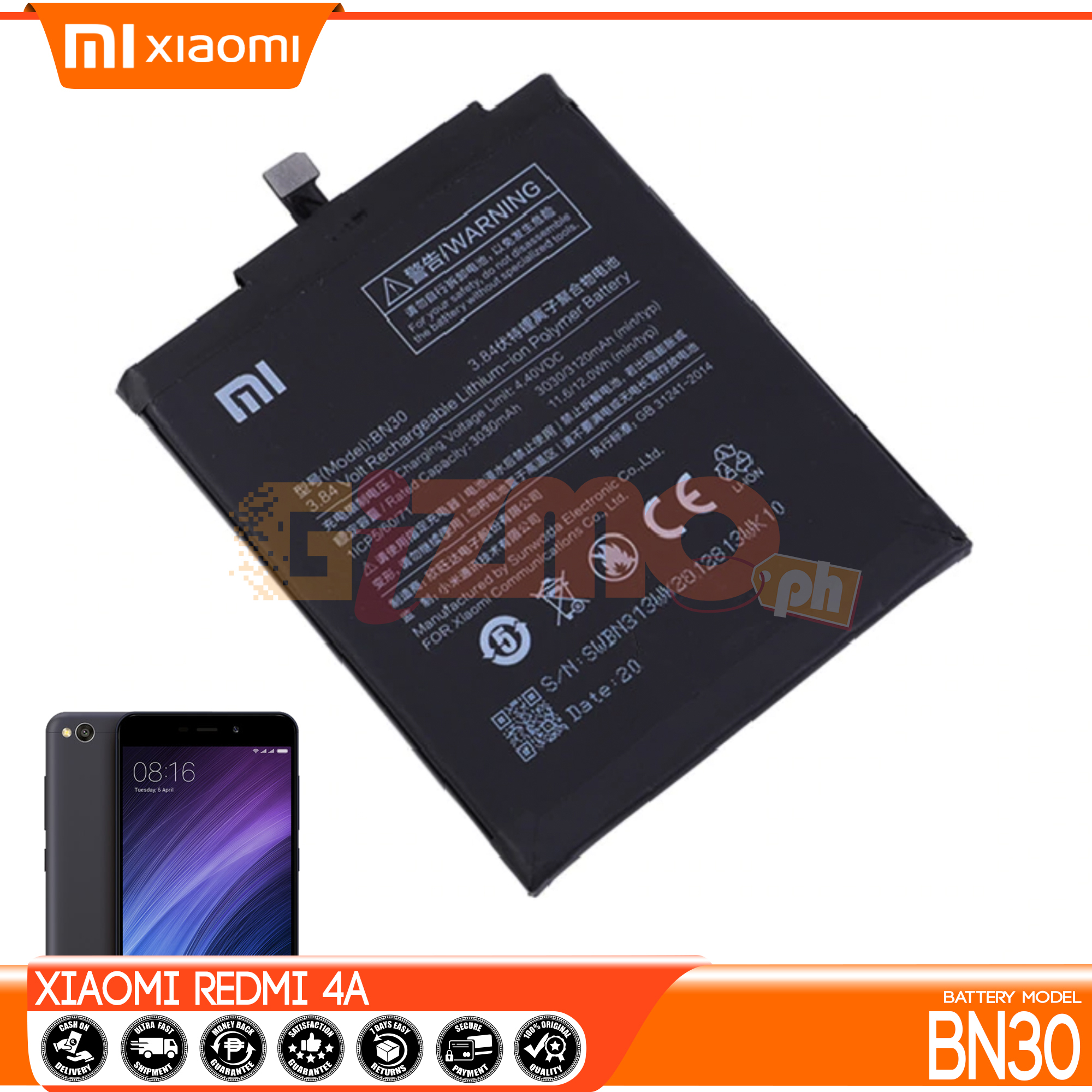 Model BN30 Replaceable Battery to XIAOMI REDMI 4A Compatible to your Mobile  Phones with a Capacity of Li-Ion 3120mAh Offers Best Quality