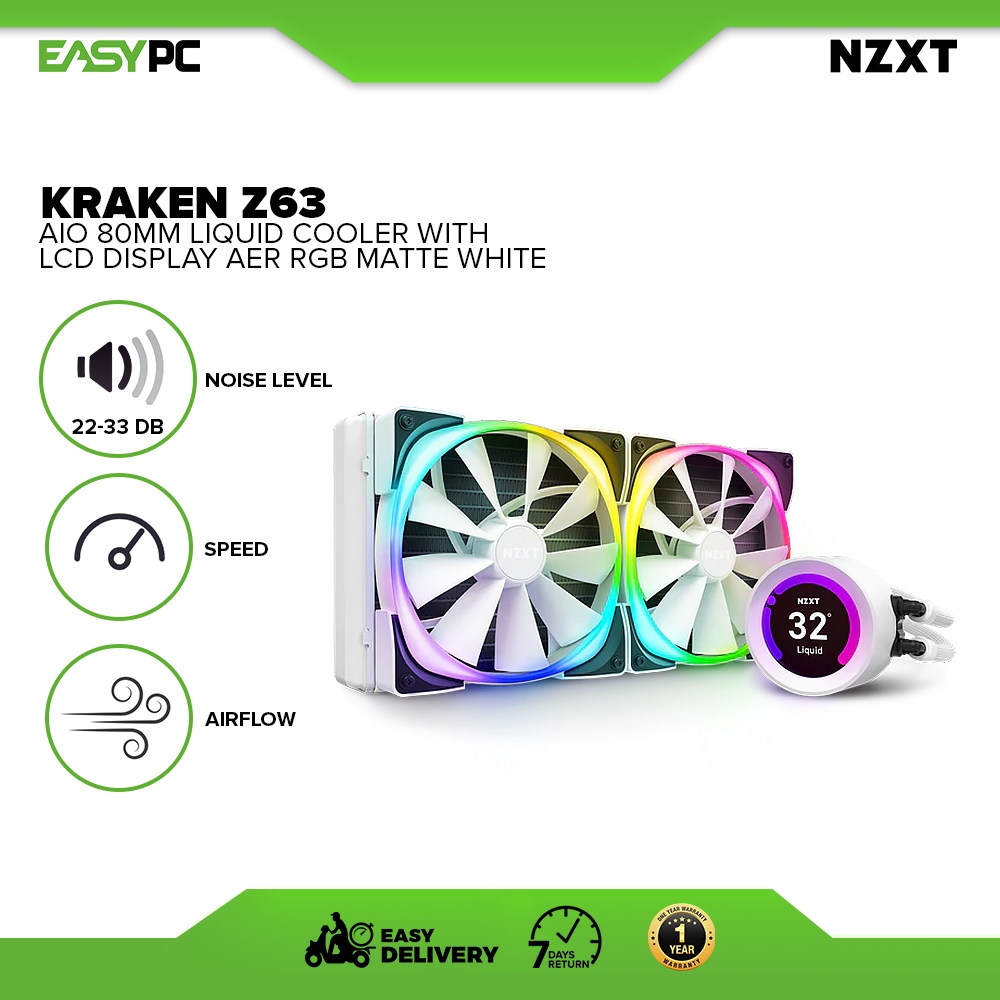 EasyPC | Nzxt Kraken Z63 Aer RGB Matte White |AIO 280mm Liquid