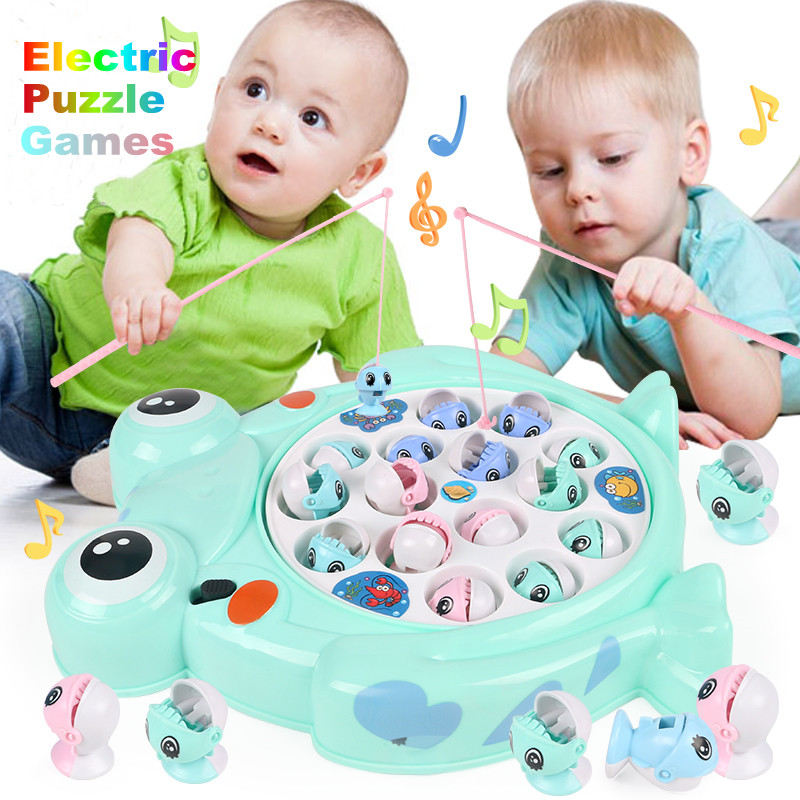 Electric Fishing Set Kids Fishing Toy Musical Rotate Board for Girls Boys 