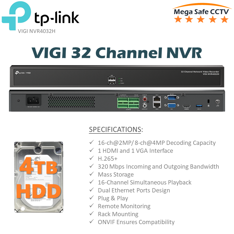 TP-Link VIGI NVR4032H - NVR, 32 kanalen, 4x HDD - kopen bij