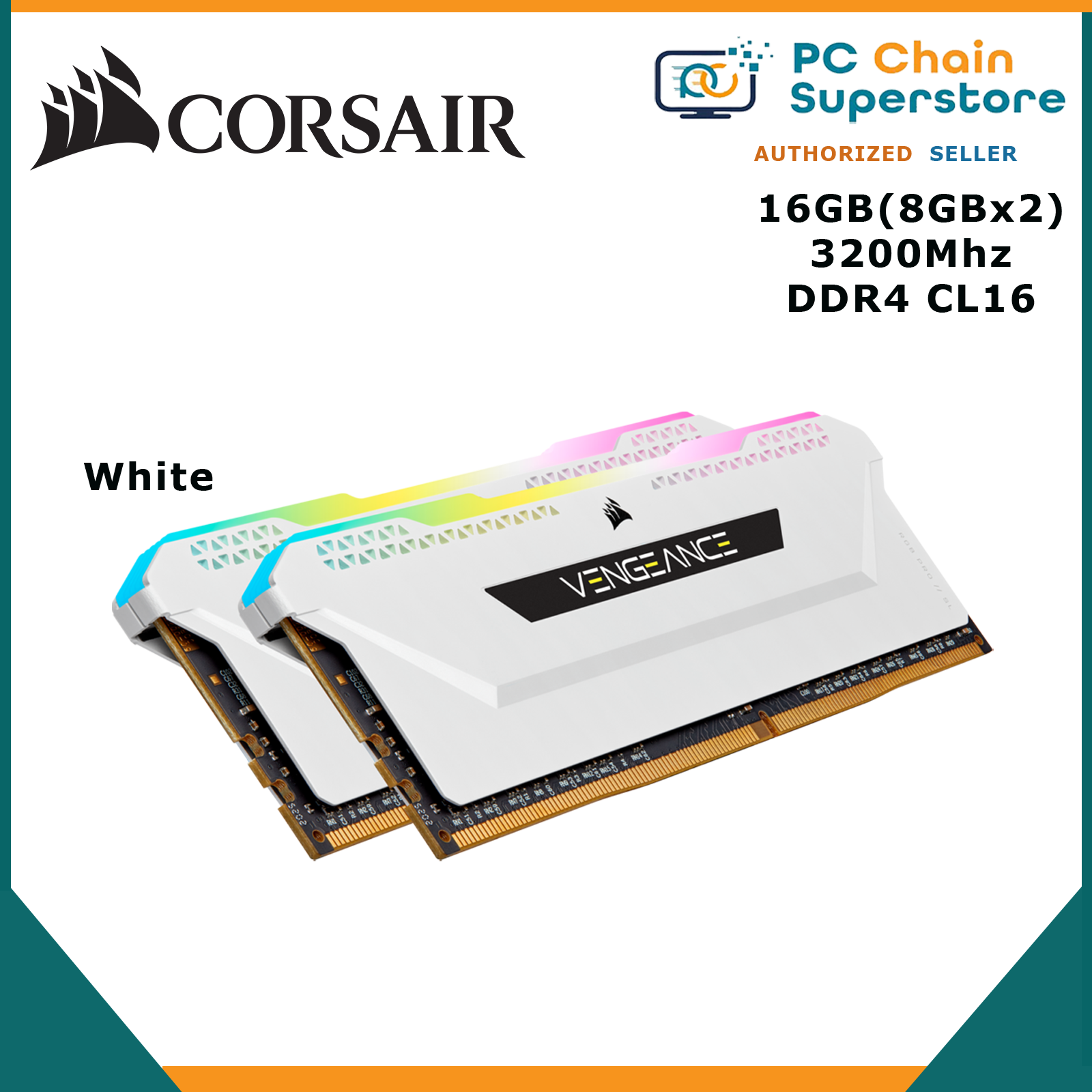 Corsair Vengeance RGB PRO SL 16GB 2x8GB 3200mhz CL16 DDR4 Dimm