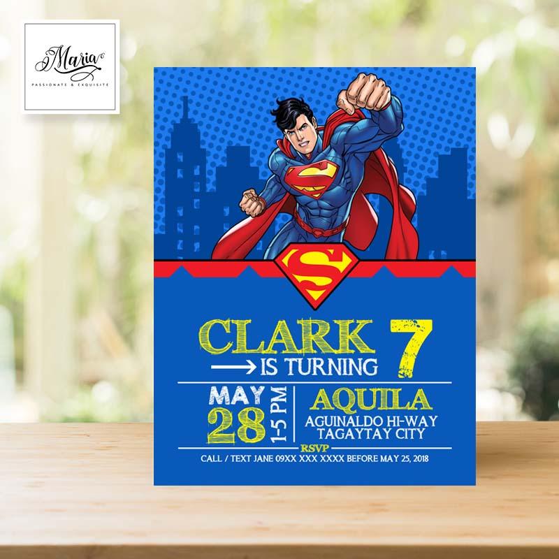 Superman Birthday Invitation Card Set of 14 - Personalised Invitation