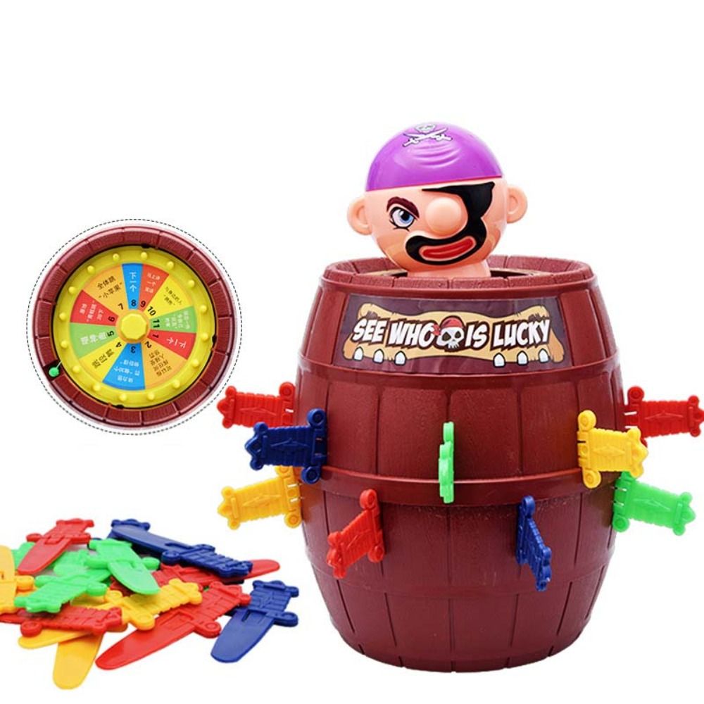 CGGUE Interesting Random Color Desktop Games Interactive Toy Christmas Gift For Kids Children Pirate Bucket Uncle Insert Sword Game Lucky Stab Pop Up Toy Pirate Barrel Game Insert Sword Barrel