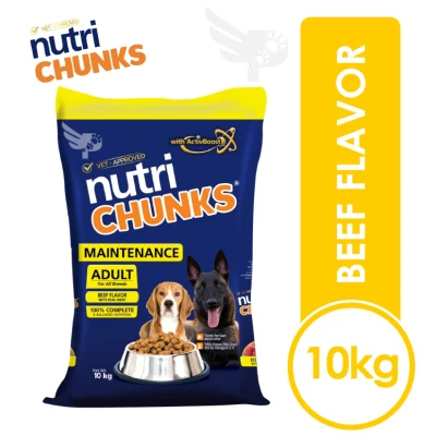 NUTRI CHUNKS MAINTENANCE ADULT 10kg (BEEF FLAVOR) – Dog Food Philippines - 10 kg - nutrichunks - petpoultryph