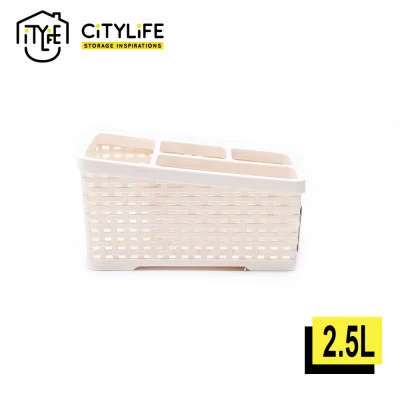 CityLife Plastic Storage Box Desktop 4 Grid Sub-grid Storage Case Multi-function Organizer L-7151