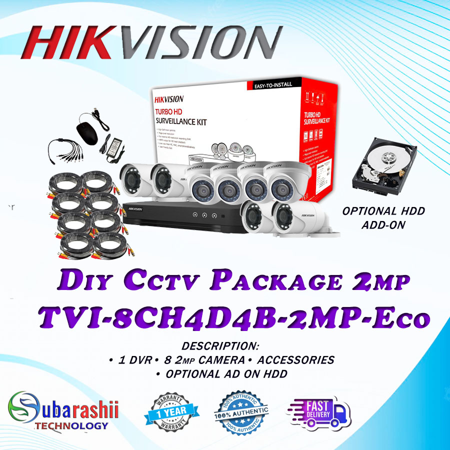 HIKVISION CCTV PACKAGE 2MP (ECO) 8 CAMERAS TURBO HD CCTV PACKAGE 8 ...