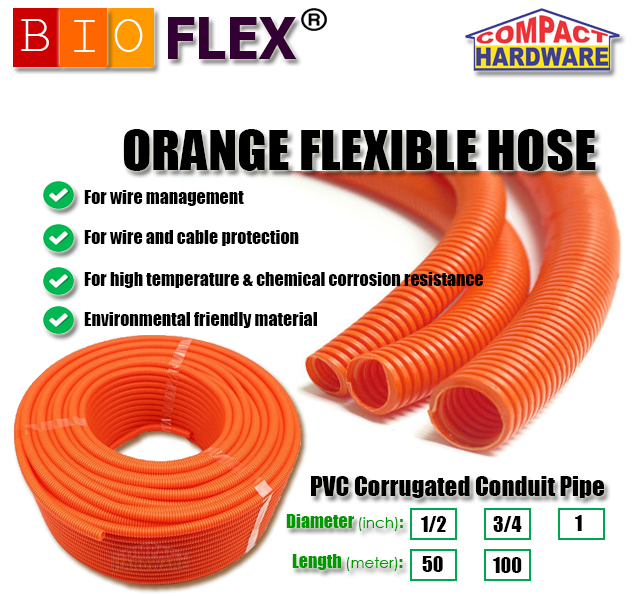 Orange Flexible Hose 1/2x50m & 1/2x100m PVC Conduit Pipe Electrical