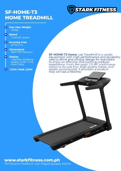 Stark Fitness Home Treadmill Manual Inclination Treadmill 2Hp