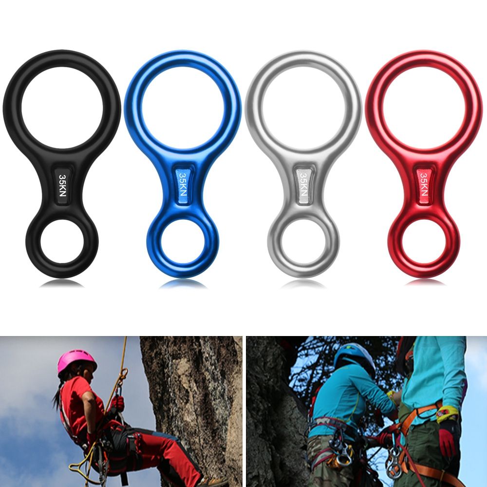 AGONIE กีฬา7สี35KN รูปอุปกรณ์อุปกรณ์เชือก Descarting Downhill แหวนแปดห่วงใส่เชือกปีนเขา Rock Climbing Descender De