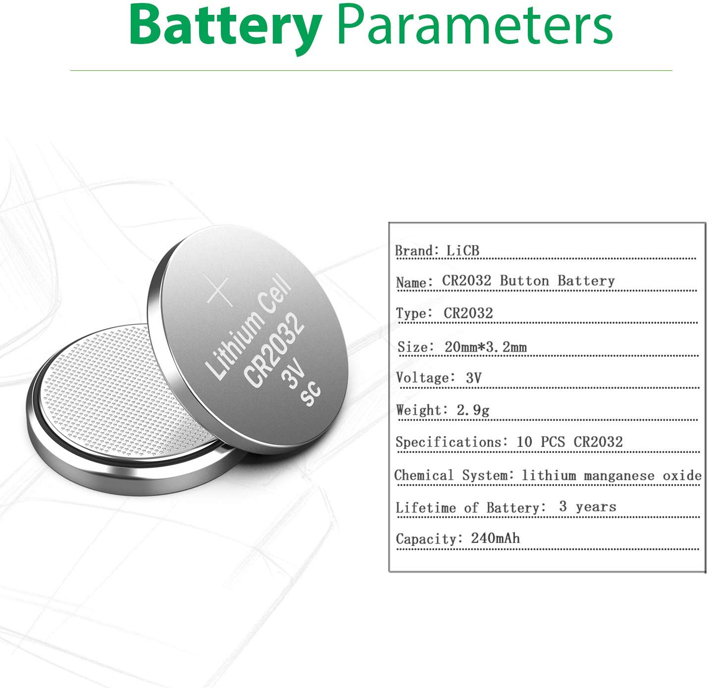 Licb CR2450 Battery 3V Lithium CR 2450 10 Pack