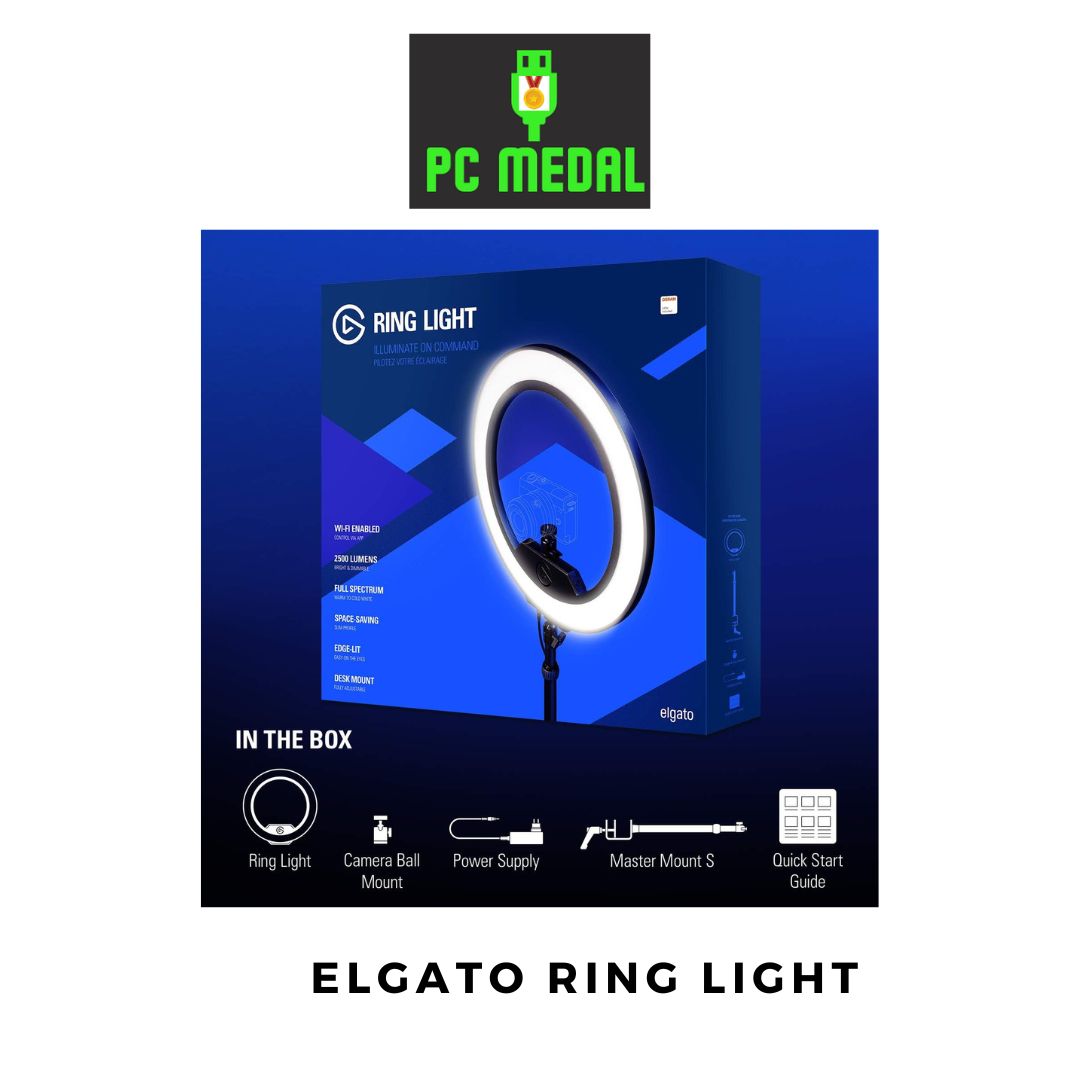 Elgato Ring Light - Premium 2500 lumens Light with desk clamp and ball mount  for Streaming, TikTok, Instagram, Home Office, Temperature and Brightness  app-adjustable on pc and android