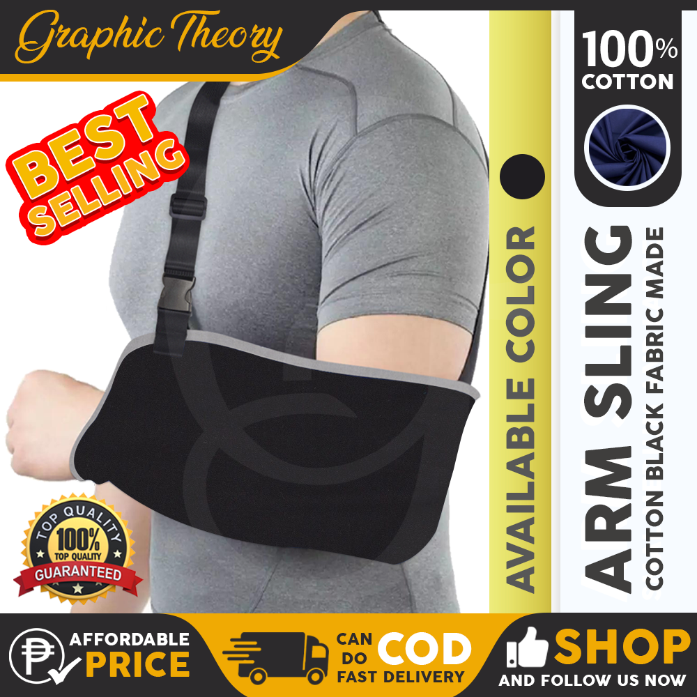 Graphic Theory Cotton Arm sling medical support, Plain Black injury