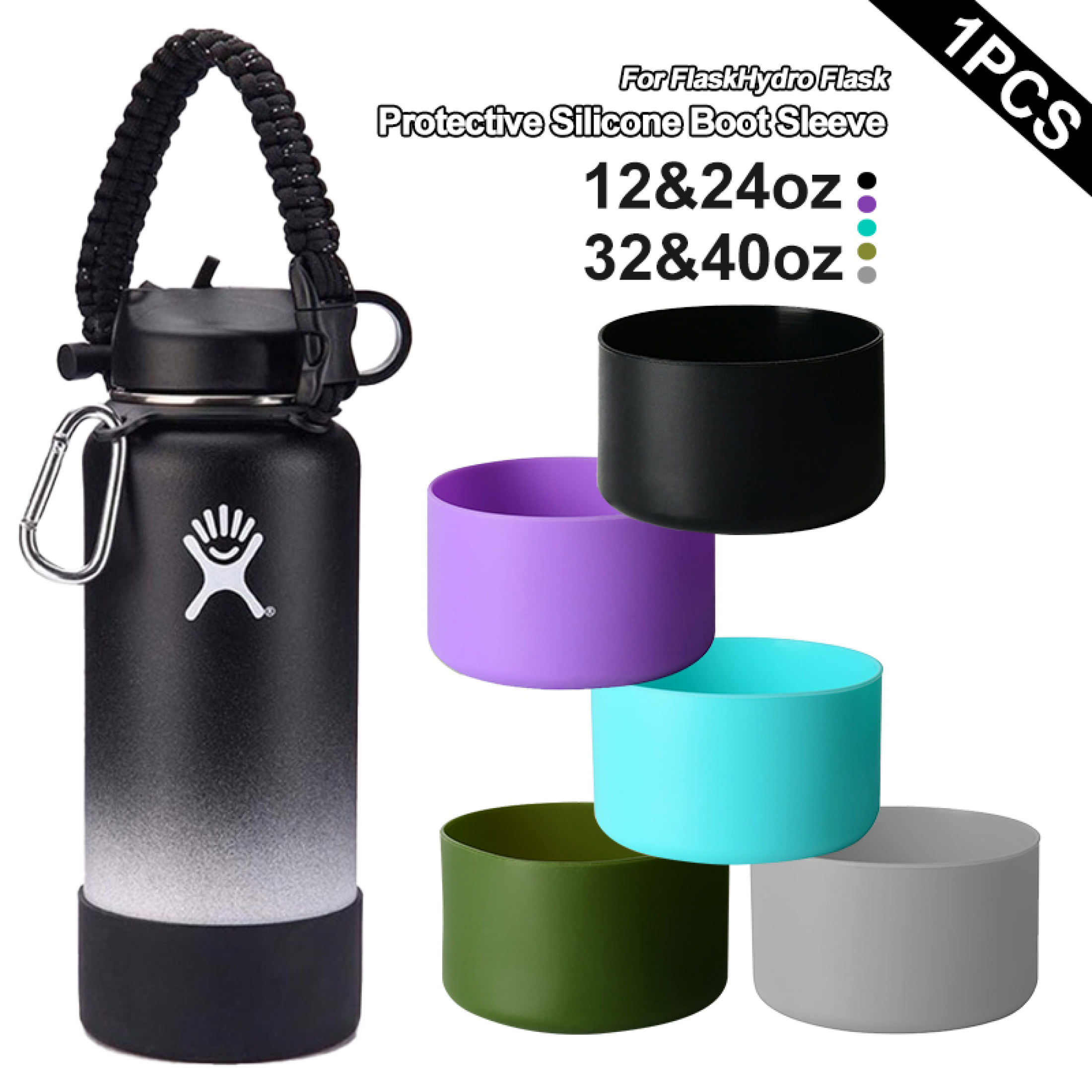 Anti-Slip Silicone Bottle Sleeve Kettle Boot For 12&24oz / 32&40oz