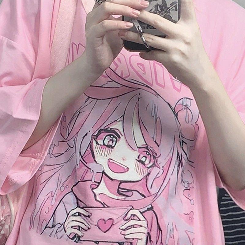 Y2K Anime kawaii oversized Casual cute Tops Summer Fashion Punk o-neck  Short-Sleeves Unisex Streetwear t-shirt Women Wild tops | Lazada PH