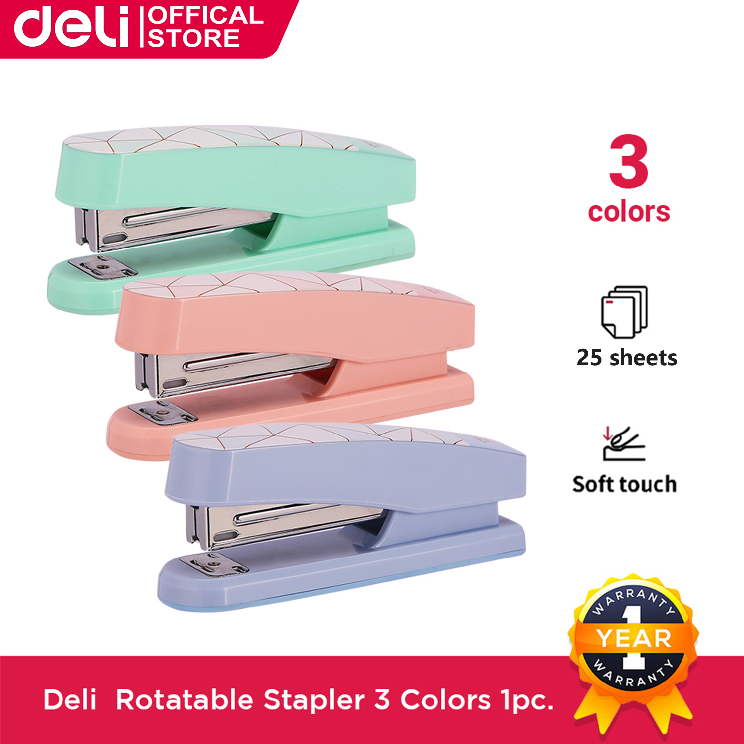 Deli Stapler Rotatable Anvil For Stapling And Temporary Pin E0402F