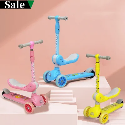 2 In 1 Foldable Character Ride-On Push Scooter For Kids Sale Boys And Girls Can Ride Scooter Adjustable Height Balance Coordination Training Car 2-8 Years toy for kids