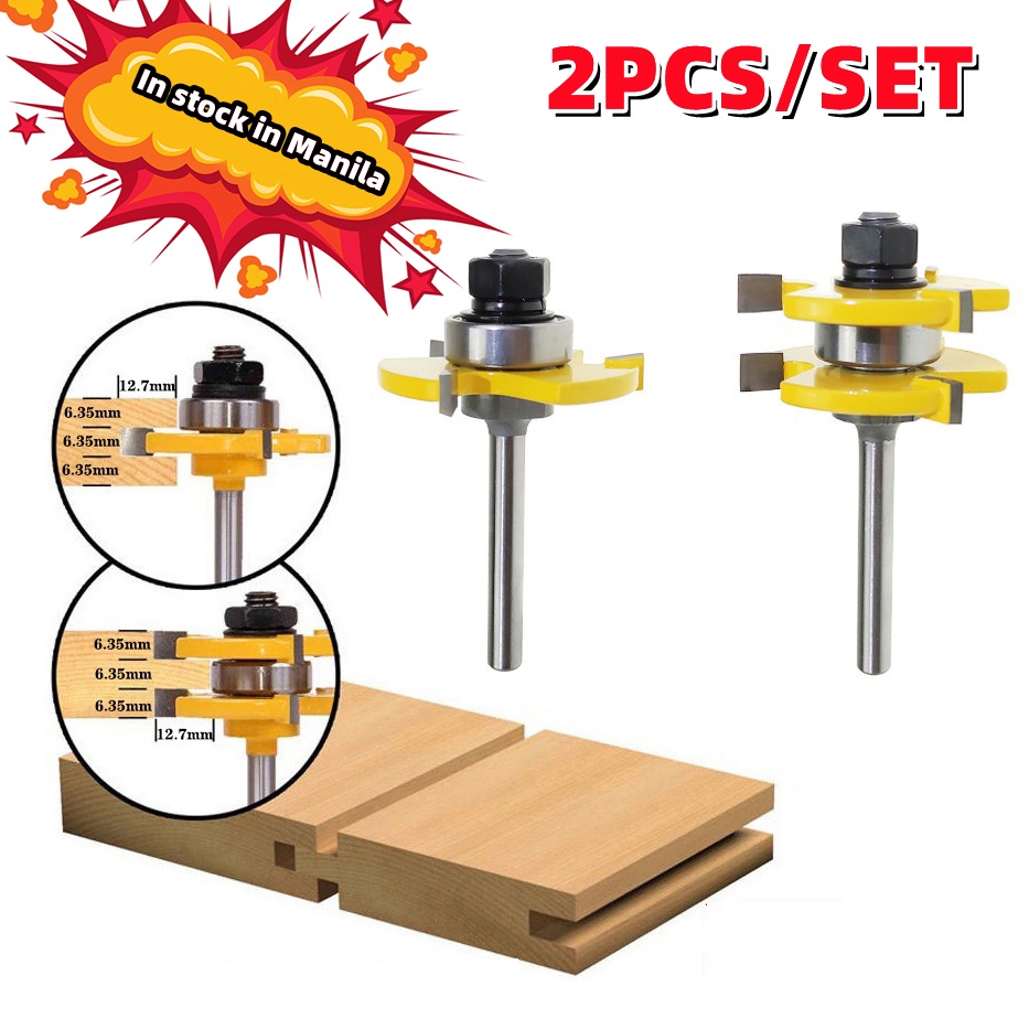 Tongue & Groove Router Bit Set 3/4"Stock 1 4 inch 1/4" Shank 3 Teeth T