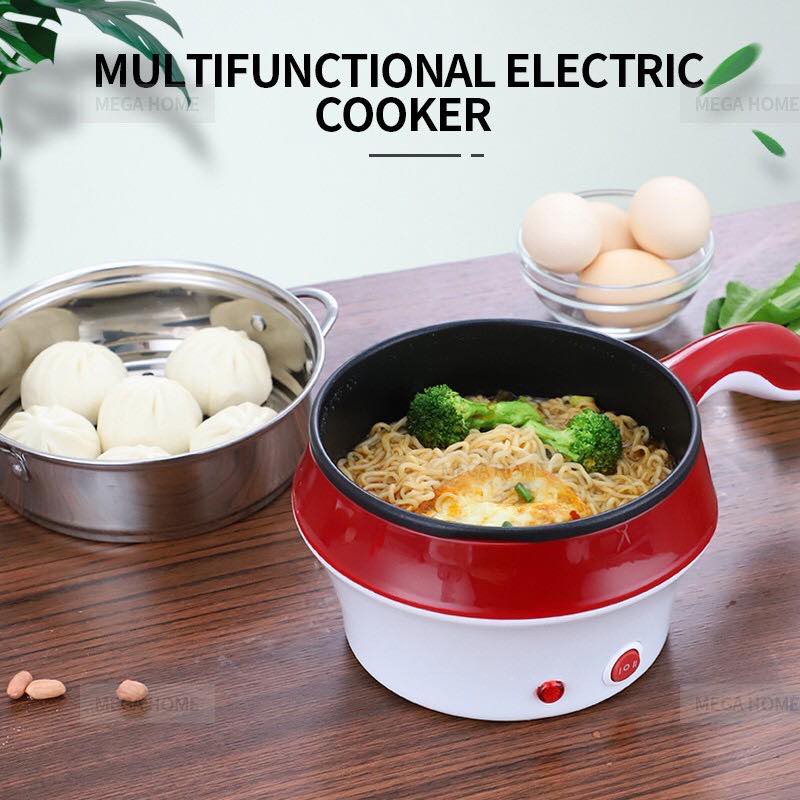 TOPCHANCES Multi-Function Electric Skillet Wok Electric Cooker Hot Pot for  Cook Rice Fried Noodles Stew Soup Steamed Fish Boiled Egg Small Non-Stick  with Lid 110V 