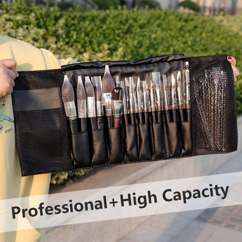 OVW 24 Pockets Fashional Makeup Brush Tool Black Multi-function Makeup Brushes Bag Professional Cosmetic Tools Storage Holder Fashional 16C