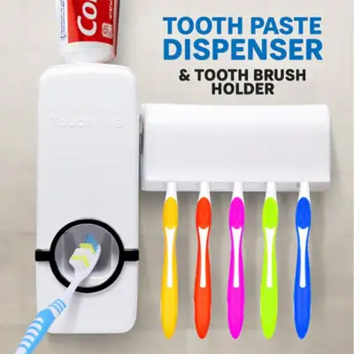 Automatic Mounted Toothpaste Dispenser with Toothbrush Holder Organizer Set Toothpaste Squeezer Bathroom Organizer Toothpaste Dispenser Toothbrush Dispenser Toothpaste Roller Wall Mount Automatic Toothpaste & Toothbrush Dispenser! BUY NOW!
