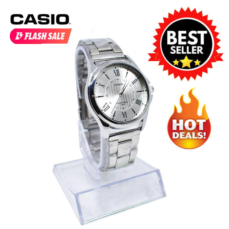 Casio Quartz All Silver Roman Numeral Stainless Watch for Men