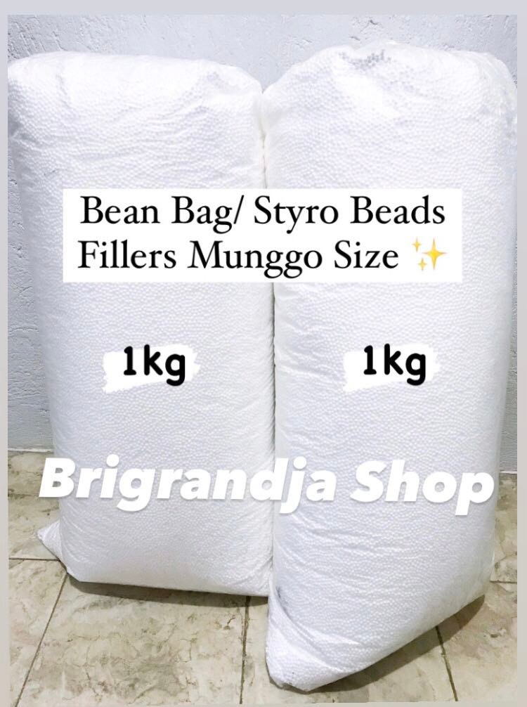 White Styro Beads for Bean Bags Bean Bag Fillers Munggo Size 500g, 800g