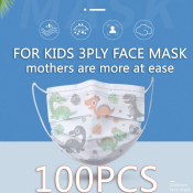 Zocn Ready Stock 100 Pcs Kids mask Face Mask for Kids Sale 3 Ply Disposable Child Protective Face Mask Baby Face Sheild mask Non-Woven Cartoon Pattern 3-Layer Children washable Mask