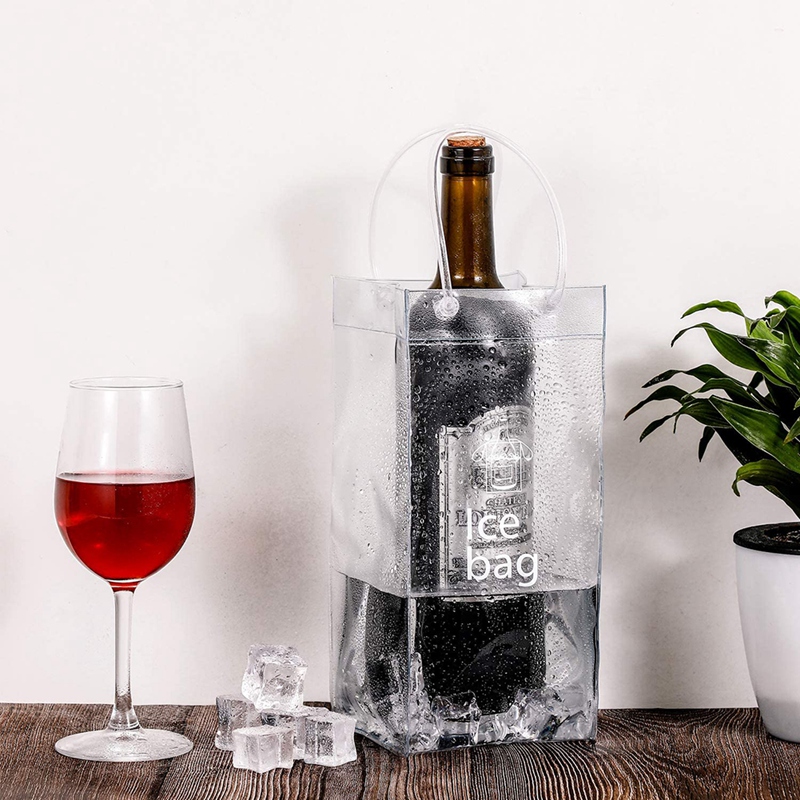 Portable Ice Wine Bag Wine Cooler Bag PVC Wine Pouch Bags with Handle
